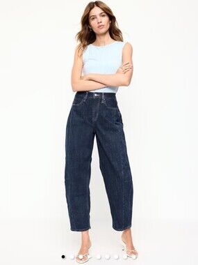 Old Navy Dark Indigo Barrel-Leg Jeans